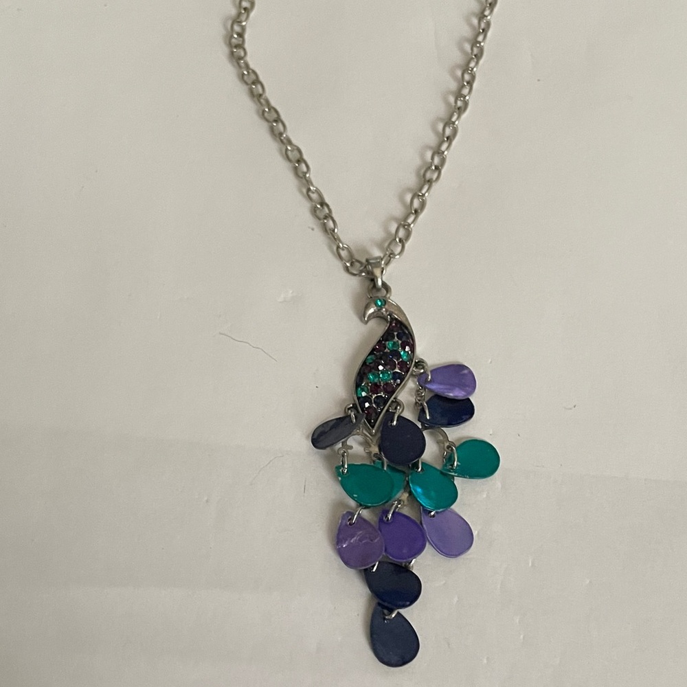 Elegant Silver Peacock Pendant Necklace